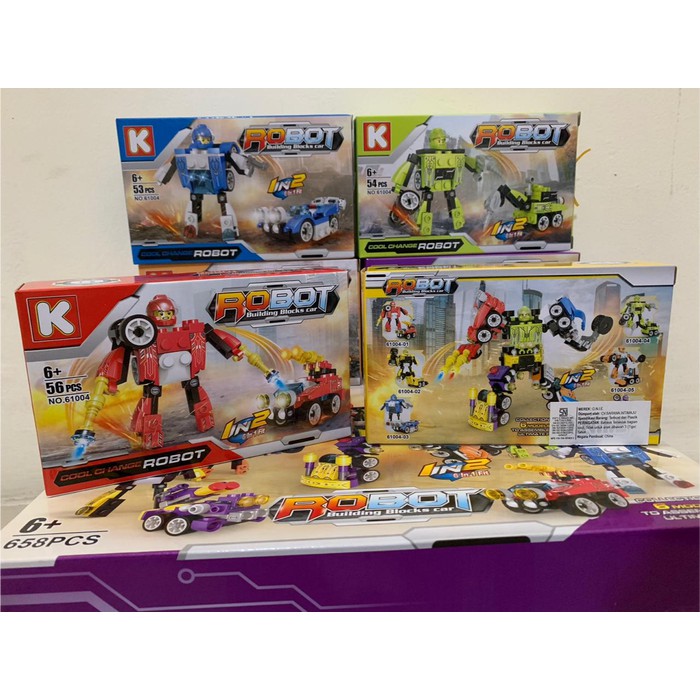 MAINAN LEGO TRANSFORMER 6 ROBOT GABUNG JADI 1 ROBOT BESAR