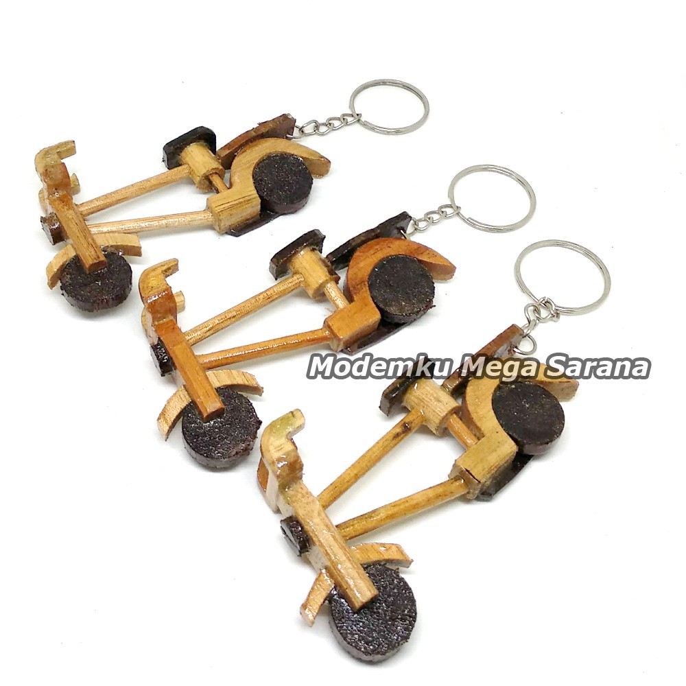 Souvenir Gantungan Kunci Sepeda Onthel Kayu - Isi 10pcs