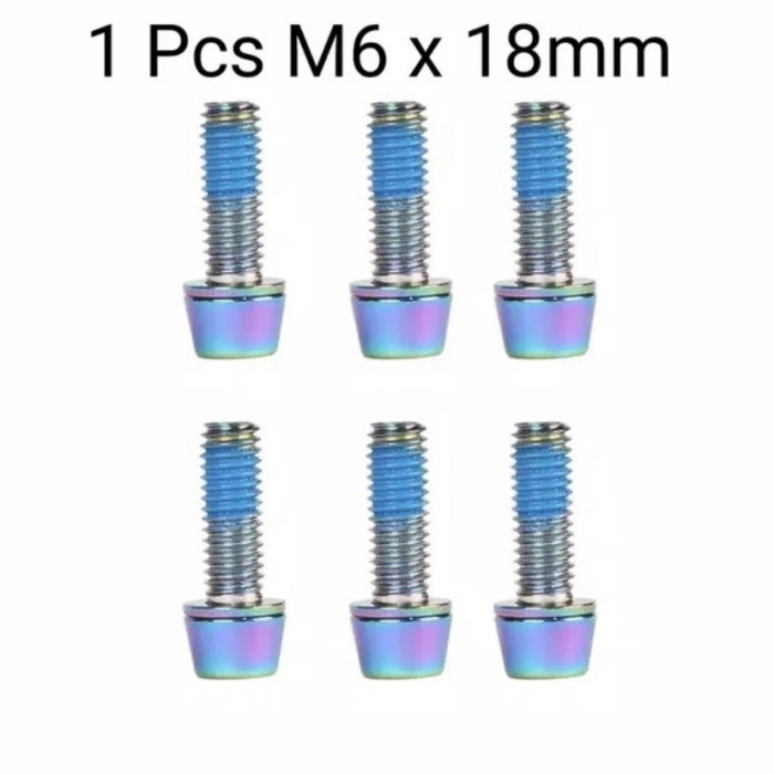 1 Pcs Baut Rainbow M6 x 18 mm untuk Kaliper Rem Cakram Sepeda