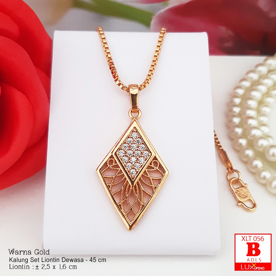 XLT 056 Kalung Set Liontin Permata Zirkon Perhiasan Imitasi Lapis Emas 18K Liontin Xuping Gold Aksesoris Model Korea Luxx Xuping