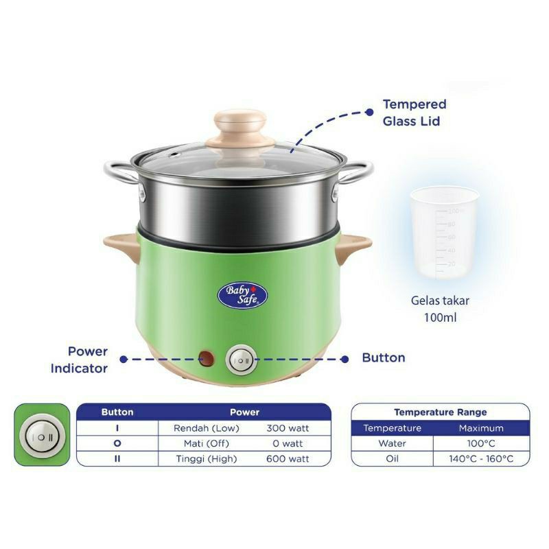 BabySafe Multi Functioun Hot Pot &amp; Steamer