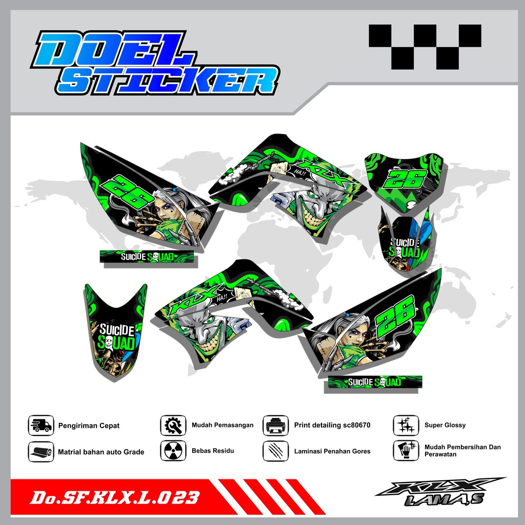 Sticker Striping Honda KLX L , S Lama List Variasi Hologram , Crome Doel 023