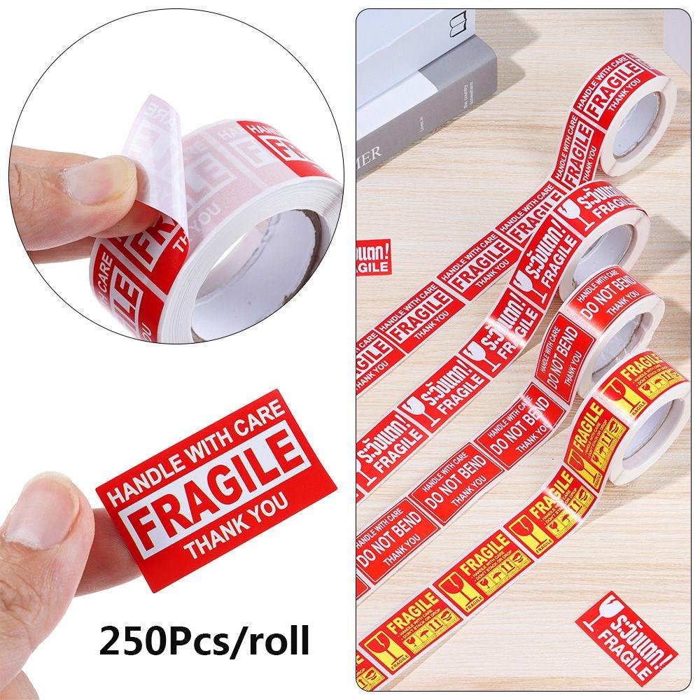 Populer 250Pcs /roll Stiker Peringatan Fragile Perawatan Kantor Bermanfaat Pengiriman Kemasan Menandai Pengiriman Express Label