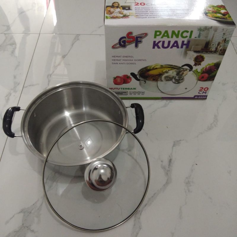 panci kuah gsf G-2220 stainless tutup kaca 20cm