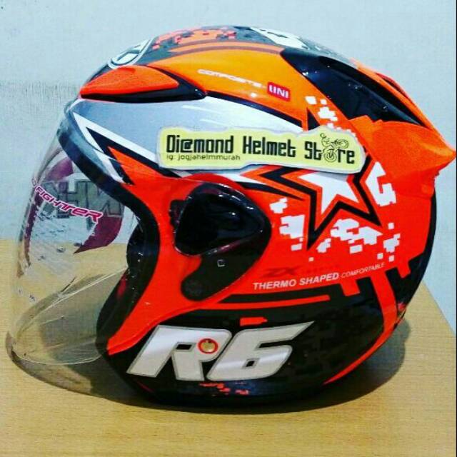 Helm NHK R6 Pixel Stars Orange Fluo