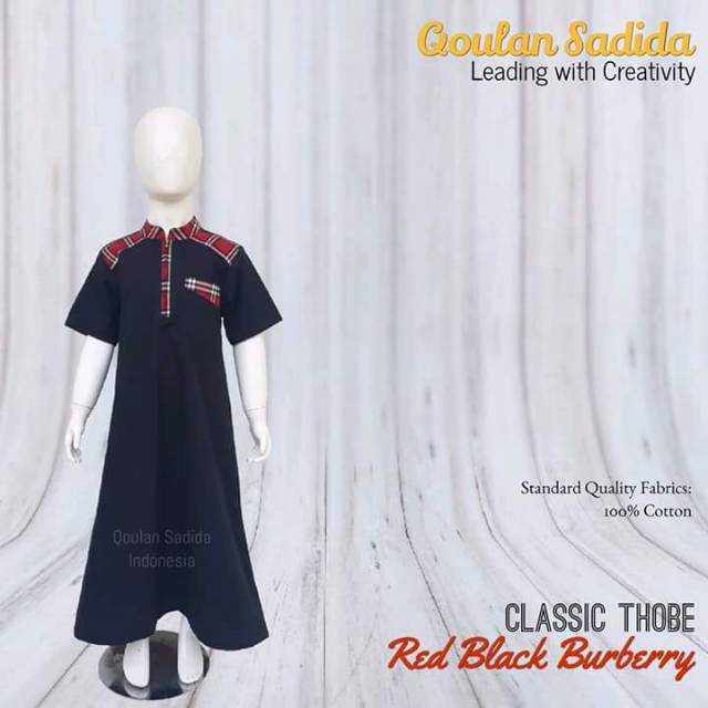 QOULAN SADIDA | Thobe jubah gamis anak Classic Red Black Burberry