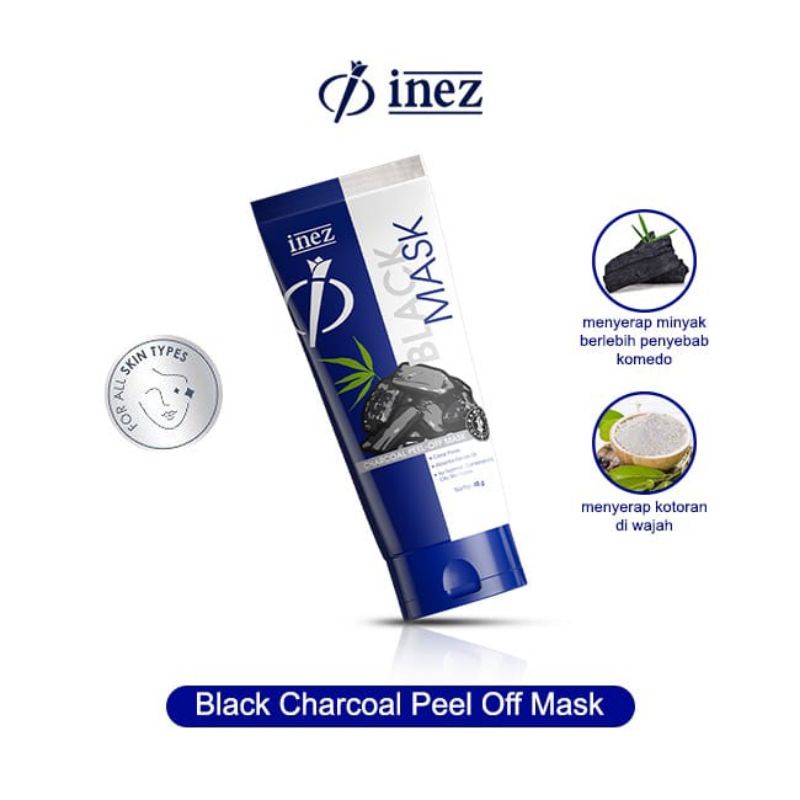 Inez Cosmetic Black Mask Charcoal Peel Off Mask Masker Peel Off Charcoal