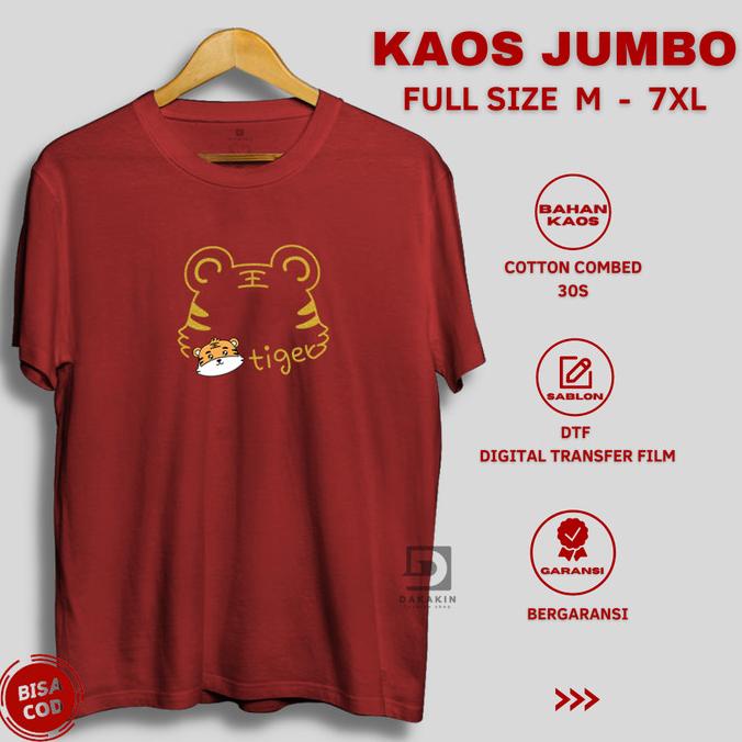 Promo Kaos Baju Imlek Cheongsam Pria Wanita Jumbo 5Xl 2022 Macan Cotton 30S