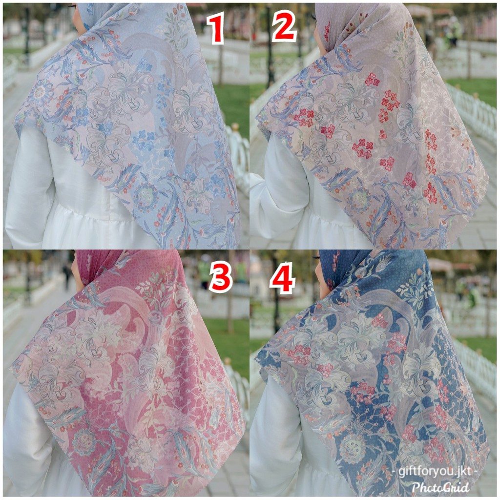 Buttonscarves The Topkapi Voal Square XL Earl Gray Royal Blue Hijab Jilbab Button Scarves Kerudung