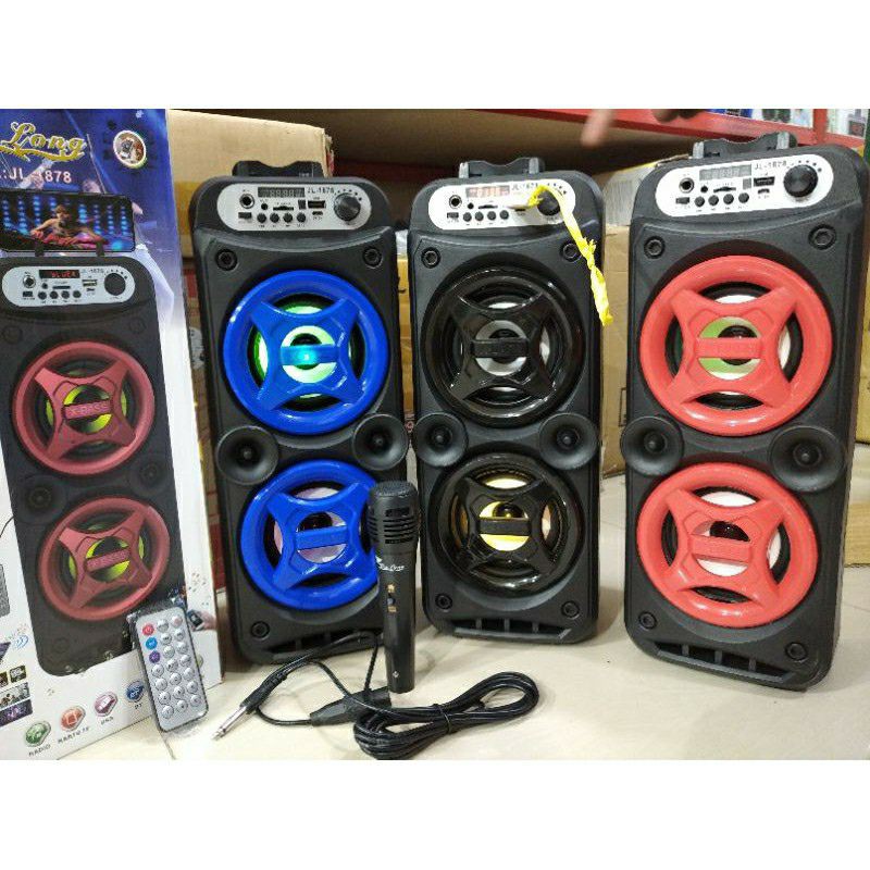 SPEAKER BLUETOOTH F4217/JL1878 GRATIS MIC KARAOKE/SALON AKTIF WIRELESS DUAL SPAEKER PORTABLE USB LED