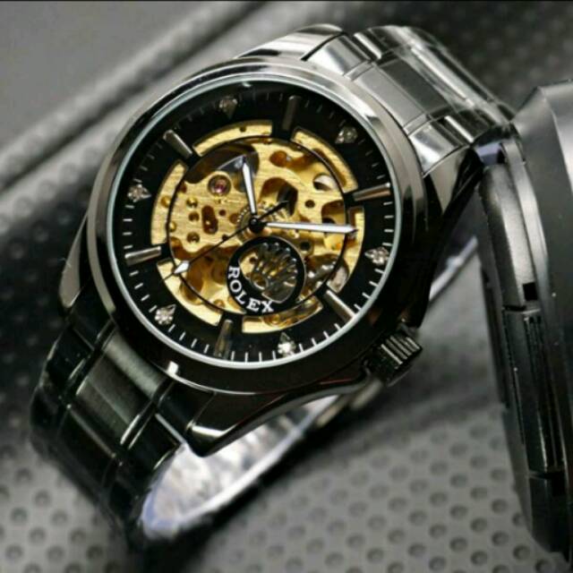 Jam Tangan Pria Rolex Diamond Balok Mesin Automatic