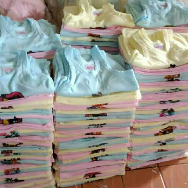 12 Pcs Singlet Anak Motif Bolong karakter / Singlet Anak Karakter / Kaos Dalam Anak Laki/Perempuan