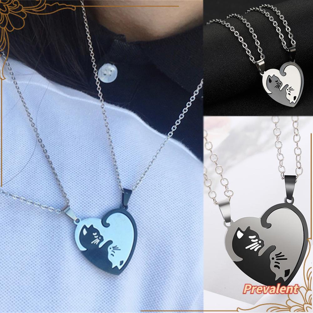 Kalung Rantai Liontin Hati Yin Yang Bahan Stainless Steel Untuk Wanita