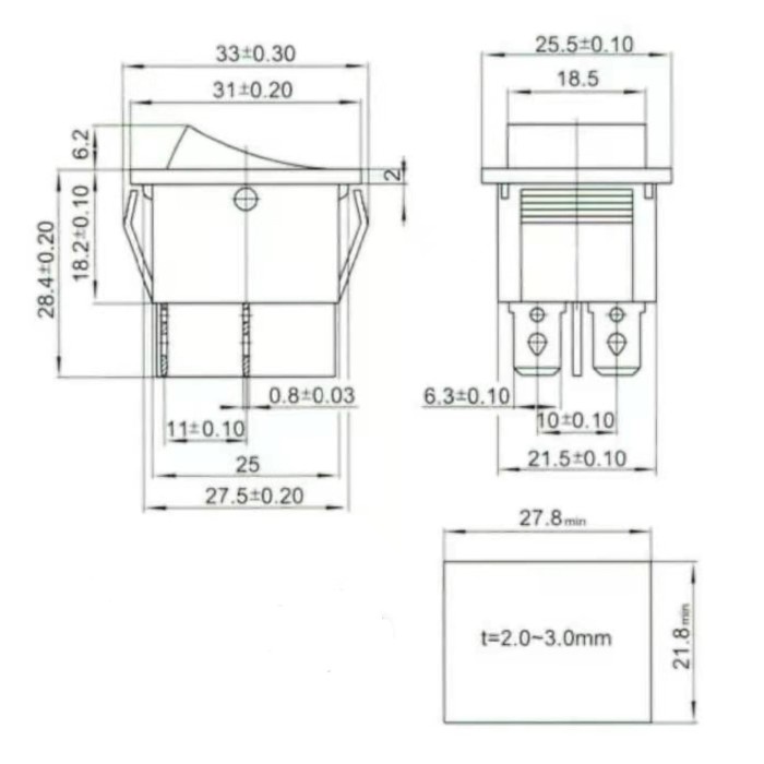 Rocker Switch-Saklar Switch Kotak Besar On-Off 4 Pin with Lampu