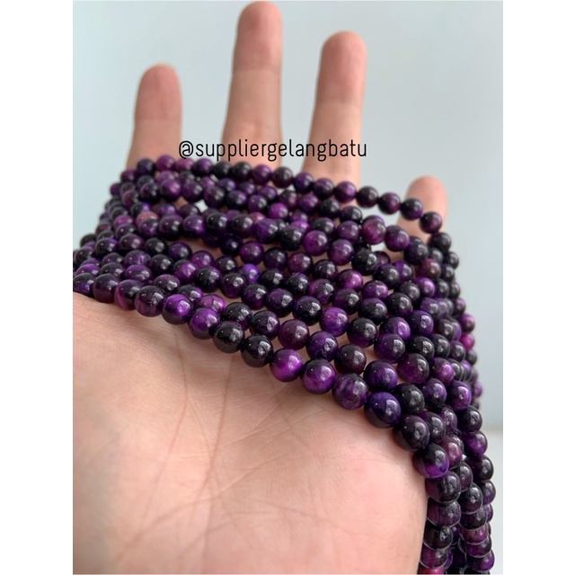 tiger eye ungu 6mm purple biduri sepah bahan manik batu alam natural