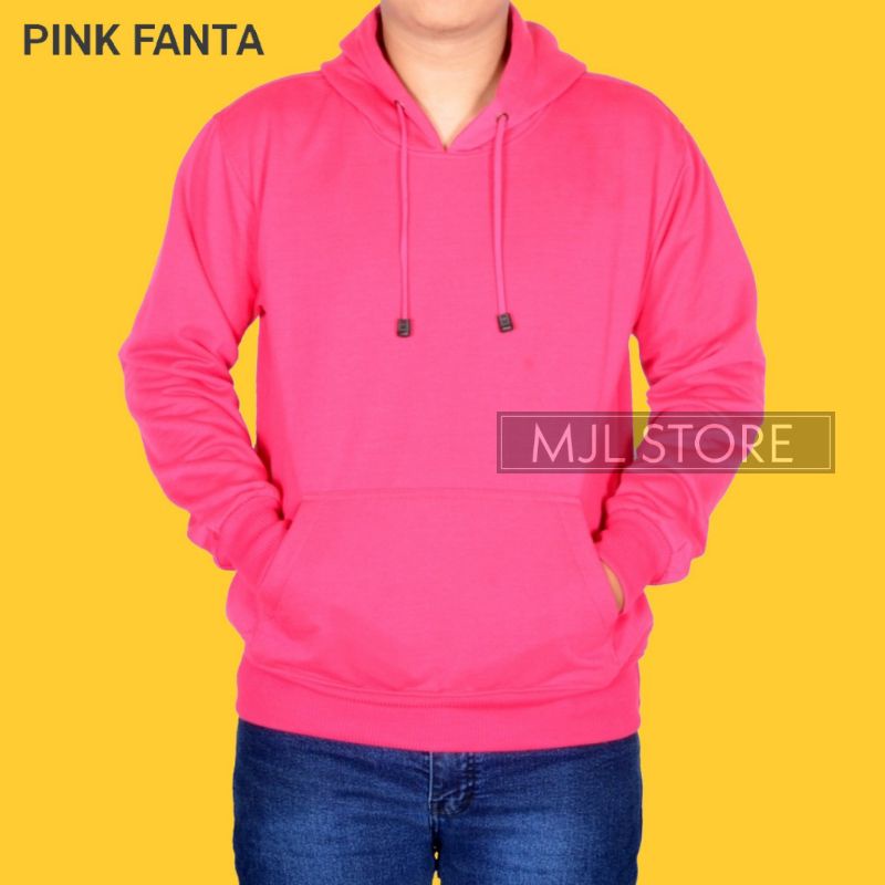 (promo) Jaket jumper hoodie polos L,XL,XXL pria wanita pink fanta mjl store