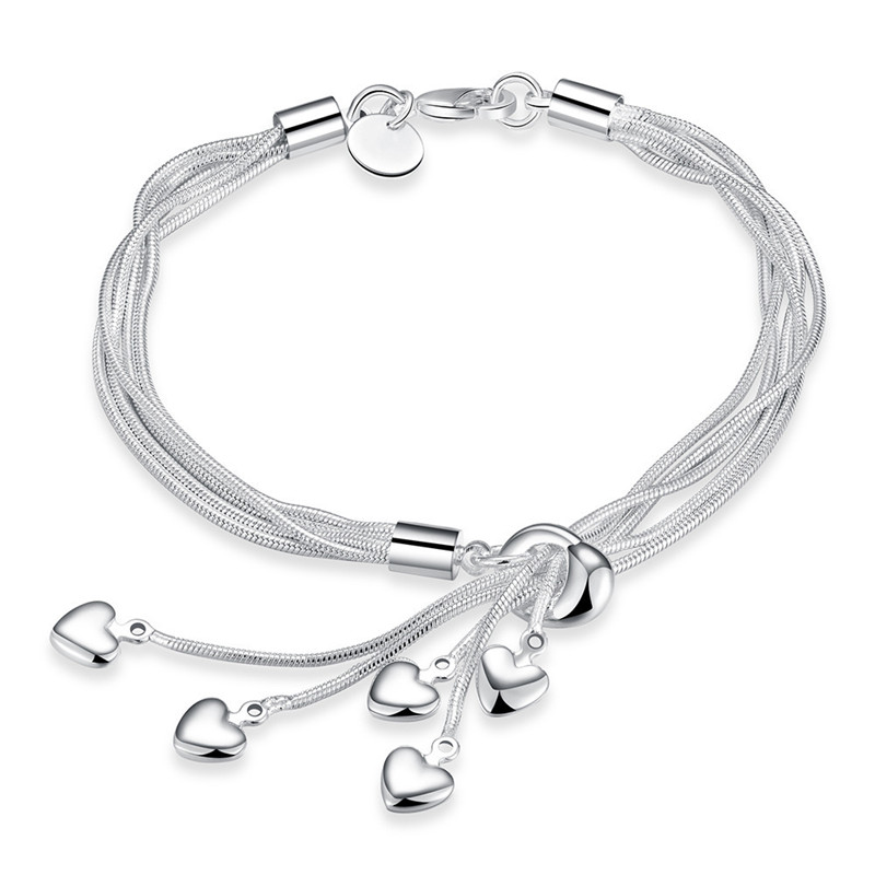 [Ready Stock]Fashion Personality Silver Plated Heart Bracelet Elegant Silver Bracelet