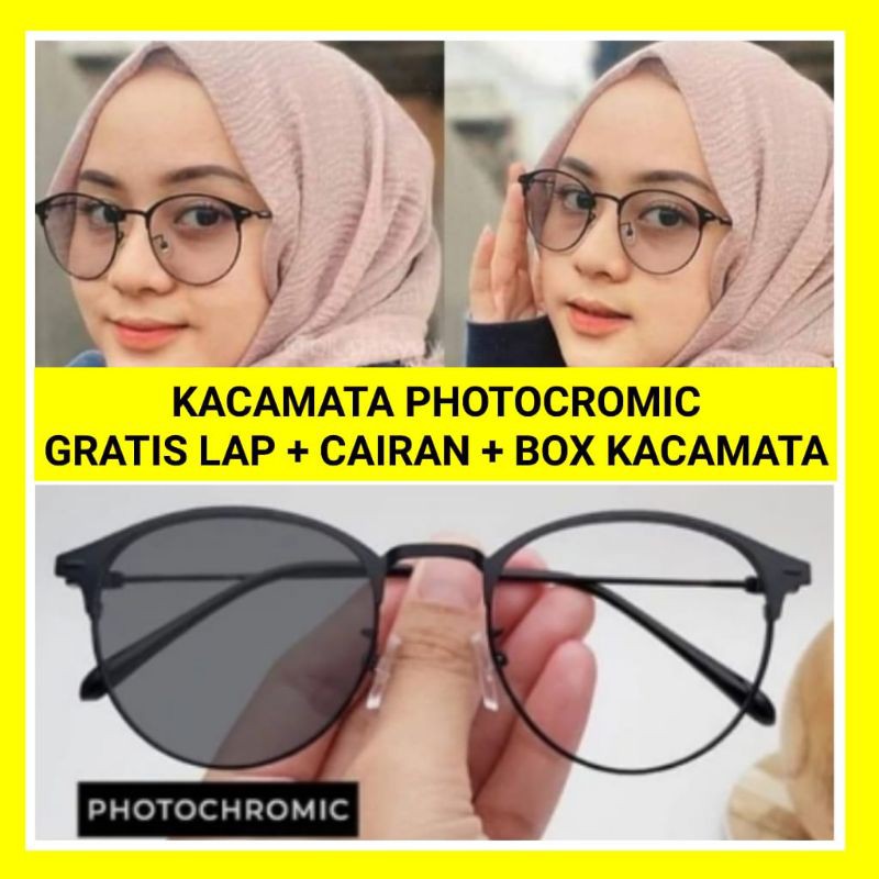 Kacamata Photocromic Antiradiasi Frame Gagang Besi Pria Wanita 1920