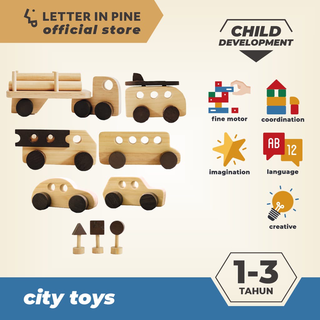 Letter in Pine - Car Collection Wooden Toys