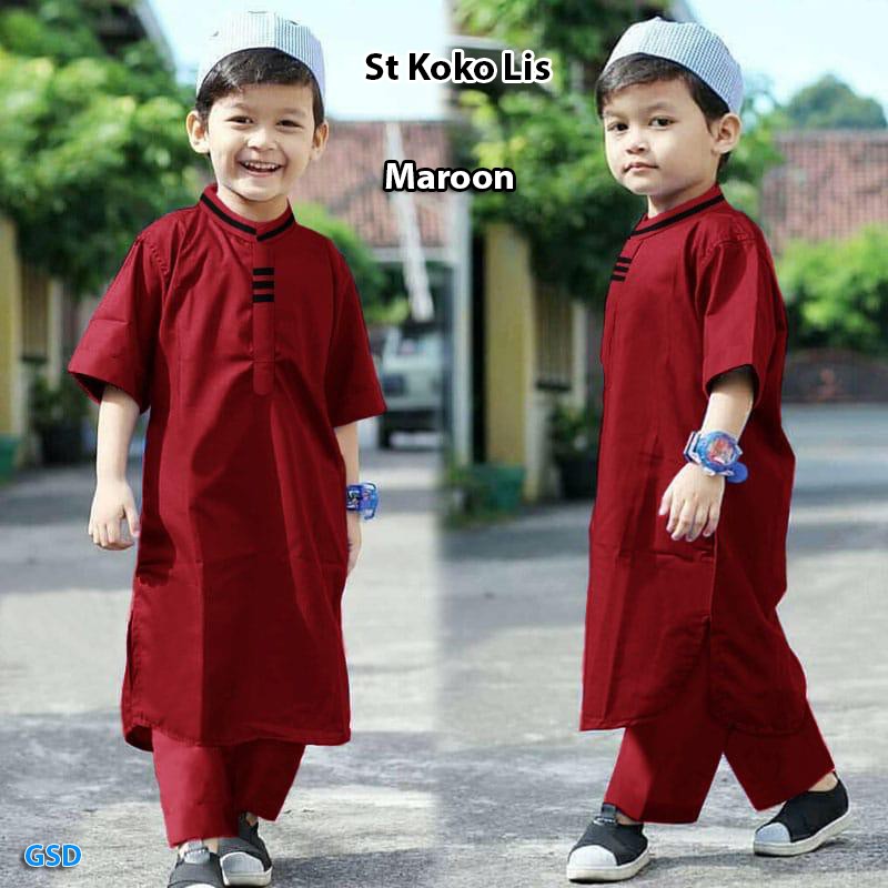 setelan baju muslim anak cowok usia 5 7 thn model koko ala 