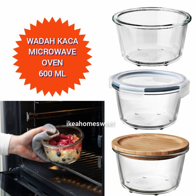 Mangkok Kaca - Ik365 Mangkuk Kaca Bulat Tahan Panas Microwave Oven Food Container