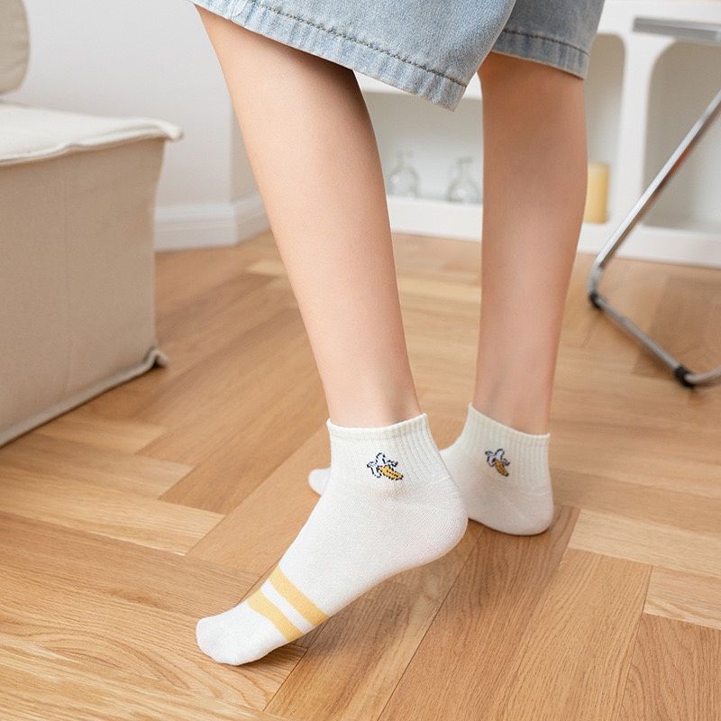 [COD] Kaos Kaki Pendek Fashion Ala Korea Motif Kuning Pisang Lucu Cute Kaos Kaki Wanita Import Kaos Kaki Pendek Sematakaki