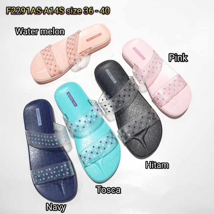 jelly sandal wanita slop luofu slip karet import F2291AS-A14S