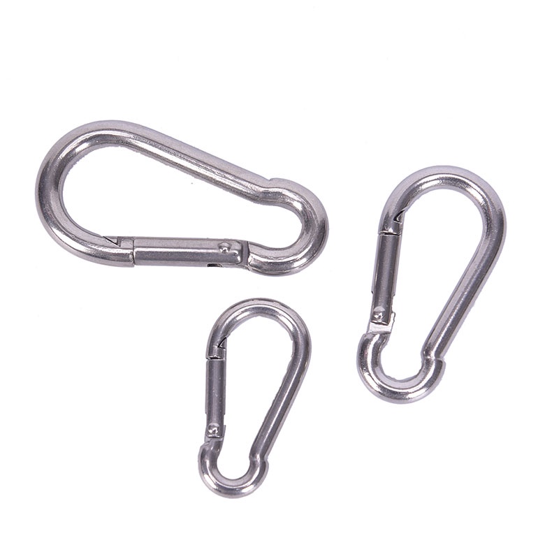 {LUCKID}304 Stainless Steel Spring Carabiner Snap Hook Keychain Quick Link Lock Buckle