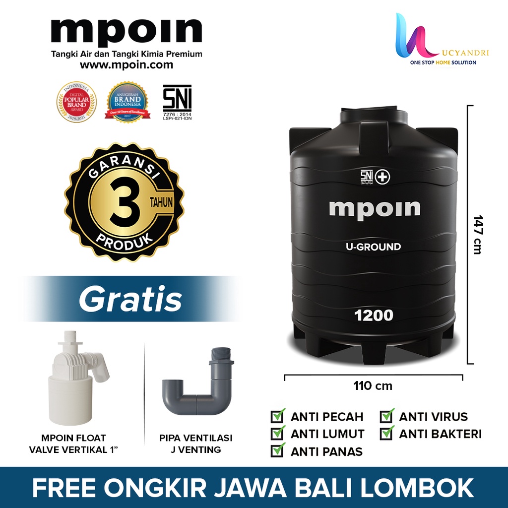 Toren Air MPOIN 1200 Liter Tanam Pendam Tangki Air Tandon UnderGround