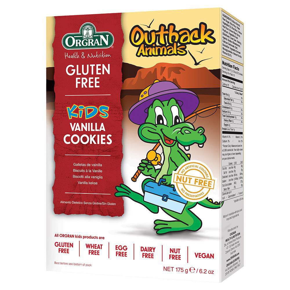 Orgran Gluten Free Outback Animal Kids Vanilla Cookies 175g