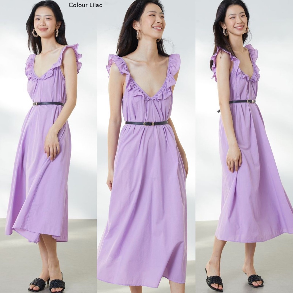 Hm cotton ruffle maxy dress