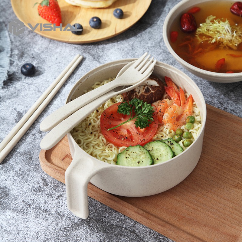 VISHAL Set Mangkok 6 in 1 Mangkuk Wheat Straw Serbaguna COVER THE CUP BOWL VS-42