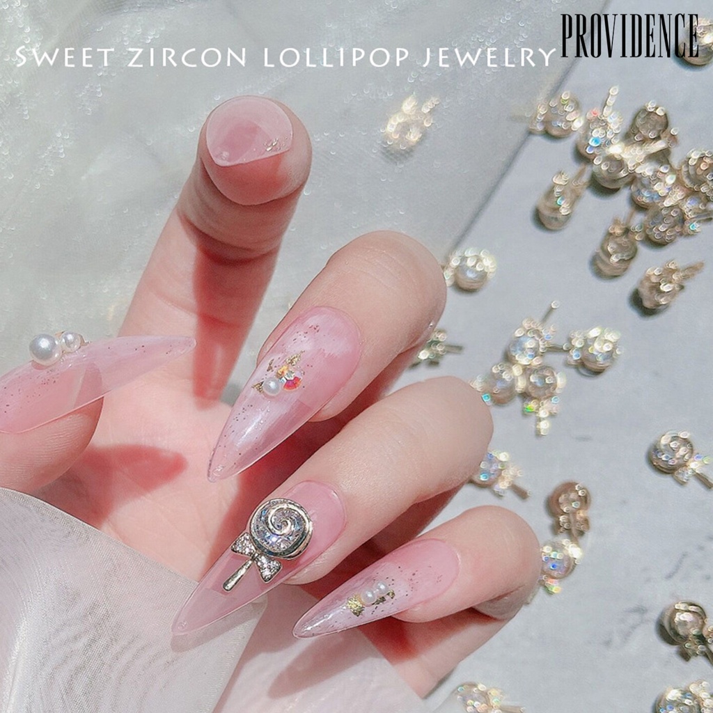 Providence 3Pcs/Set Nail Candy Ornament Lollipop Shape 3D Effect Lightweight Shiny DIY Bright Sugar Rhinestone for Manicure