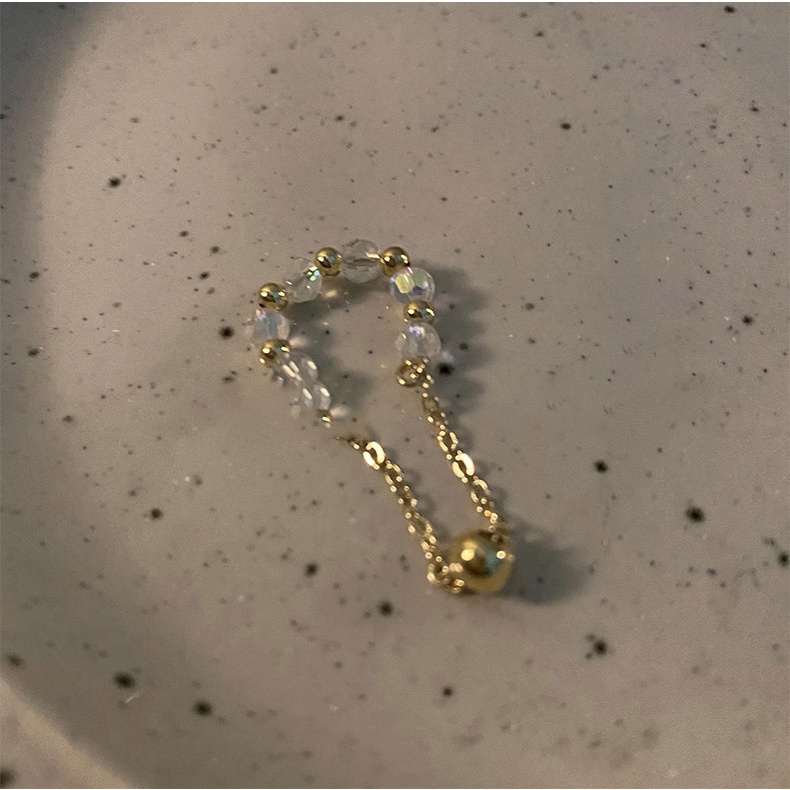 Anting Klip Tanpa Tindik Hias Manik-Manik Kristal Gaya Prancis Untuk Wanita