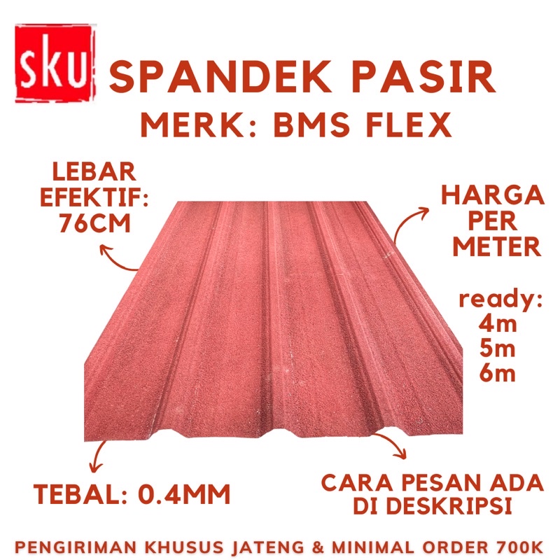 SPANDEK TRIMDECK PASIR MERAH BMS FLEX ATAP GALVALUM GELOMBANG
