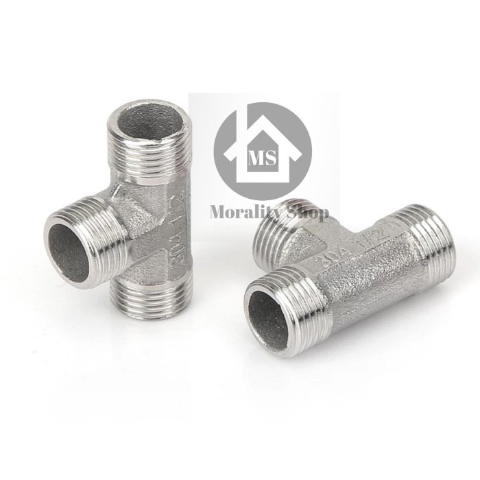 Nepel Tee Stainless 304 Male TS11- Nepel Kran T fitting Stenlis sambungan pipe stop kran K15