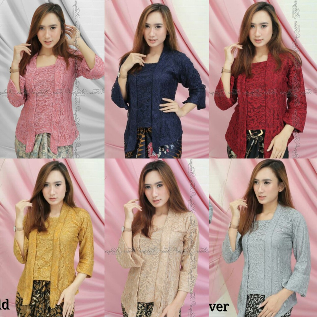 Setelan Kebaya Modern Brukat Model Kutubaru, Set Kebaya Wisuda Brokat Aneka Pilihan Warna-ATASAN ANEKA PILIHAN
