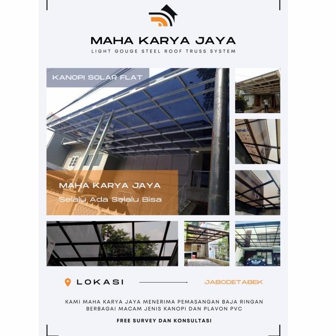 KANOPI SOLAR FLAT PLUS RANGKA ATAP BAJA RINGAN 0.75 SNI TERCAT FGH6946465