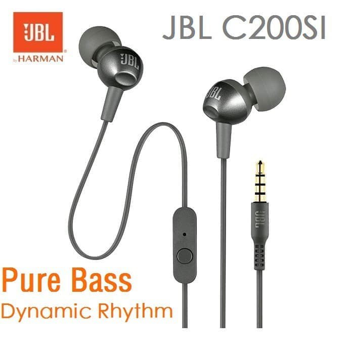 HANDSFREE HEADSET JBL C200SI HARMAN IN EAR EARPHONE PURE BASS - Biru