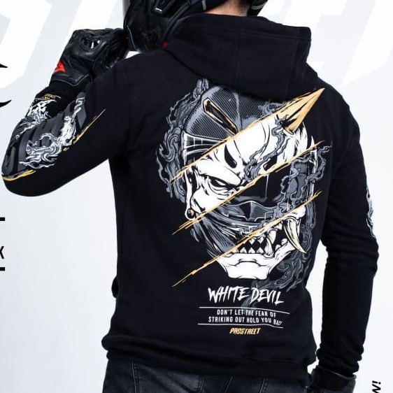 Jaket Hoodie Sweater PROSTREET WHITE DEVIL Terbaru