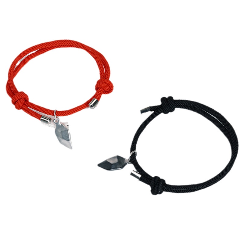Fancyqube 2pcs Gelang Tali Kepang Magnetik Liontin Hati Bahan Stainless Steel Untuk Pria Dan Wanita