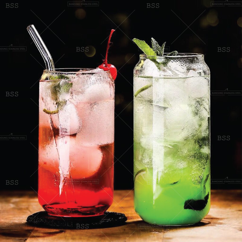 Gelas Kaca Aesthetic Borosilicate Can Beer Mojito Juice Jus Glass Air Minum Cantik Unik Simple Polos