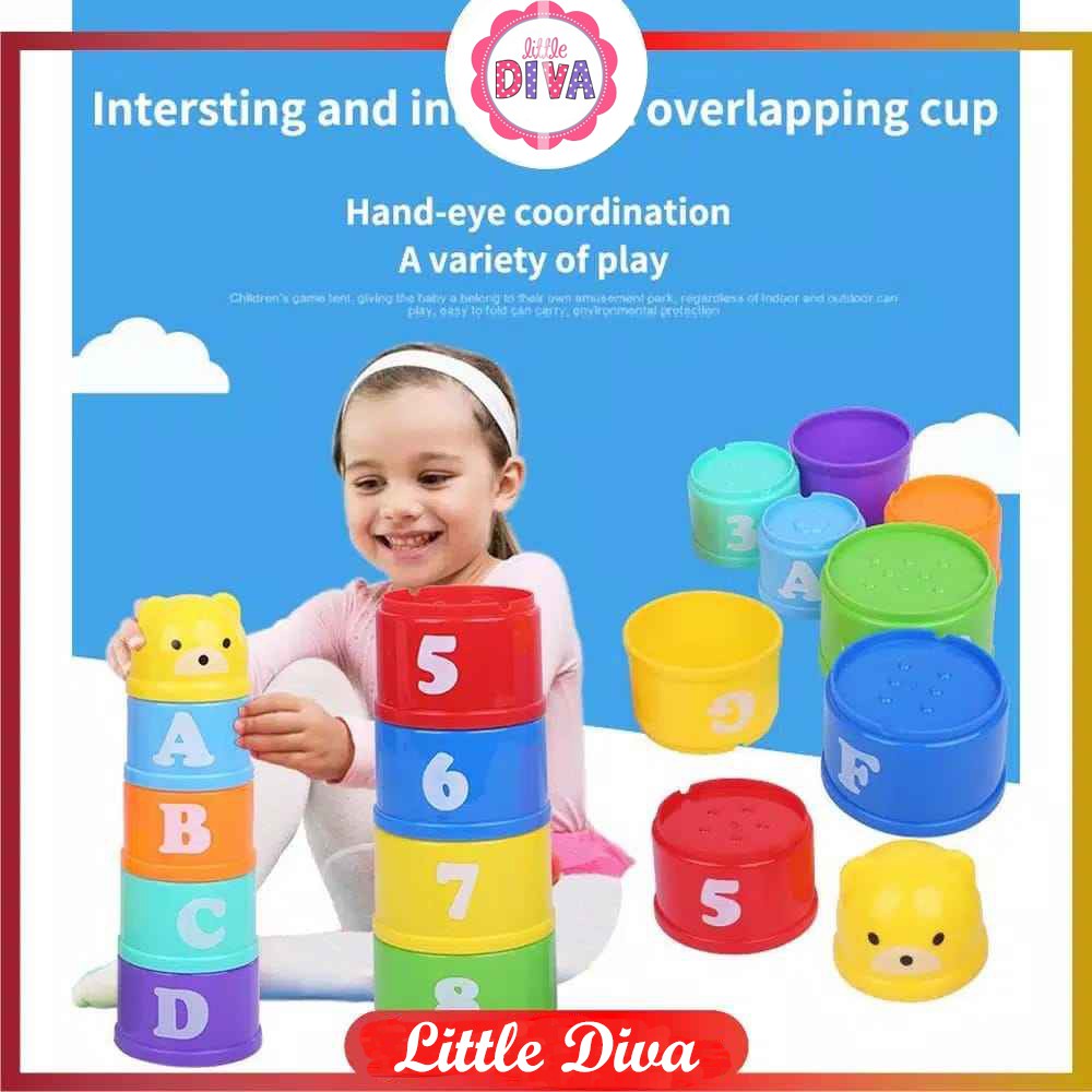 MAINAN Anak Donat Susun Bebek Stacking Cup / Bola Susun / Blocks - Mainan Susun Warna Untuk Edukasi Anak menyusun gelaschn