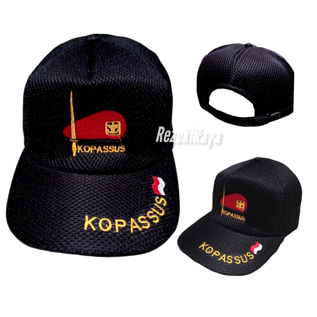 TOPI JARING DOUBLE MESH LOGO KOPASUS TOPI DOUBLEMESH MURAH