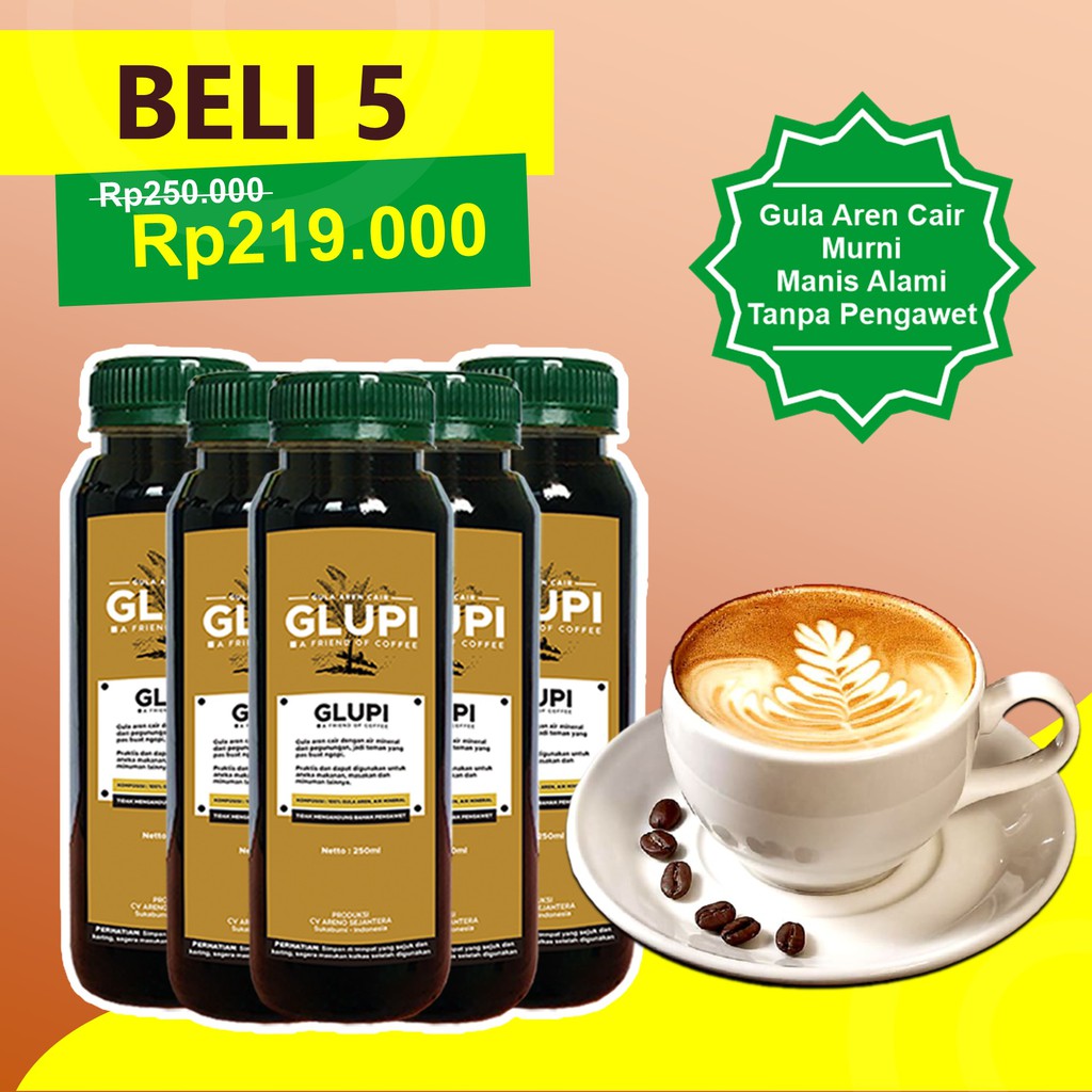 [Paket 5 Botol Glupi] Gula Merah Aren/Brown Sugar Cair Untuk Coffee