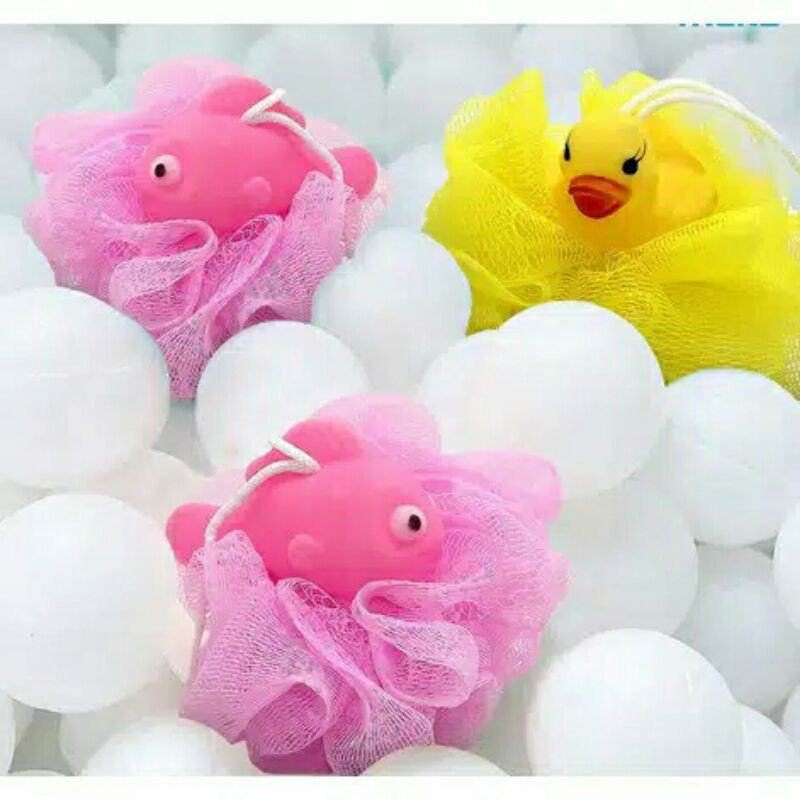 Spon Mandi motif karet bisa bunyi / Bath Sponge / Spons Mandi Mekar / Shower Puff A2 / A5