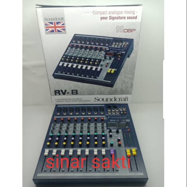 MIXER AUDIO SOUNDCRAFT RV8 RV 8 8CH USB Baru