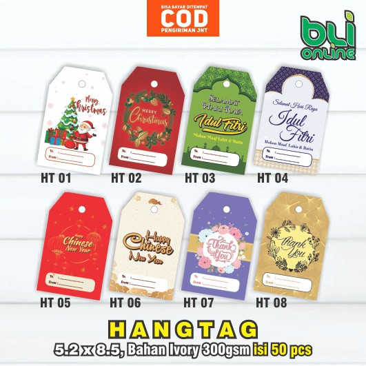 

Hang tag Lebaran 5.2x8.5 isi 50 pcs / CNY / Natal / Thank You