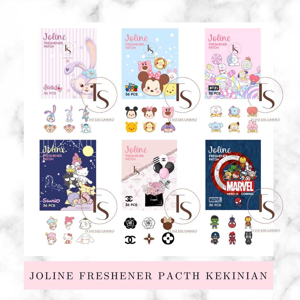 KEKINIAN!!! Stiker Masker Aroma Masker Stiker Tempel Aromaterapi Pengharum Masker Isi 36 Patch STELLA LOU/ MARVEL/ BT21 BTS/ SANRIO/ TSUM TSUM/ BRANDED/ Sticker Masker Anak/ Masker Anak/ Pengharum Masker Stiker