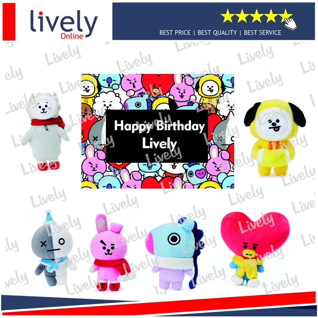 CAKE TOPPER KARAKTER BT21 02 HIASAN KUE HBD HAPPY BIRTHDAY CUSTOM NAMA